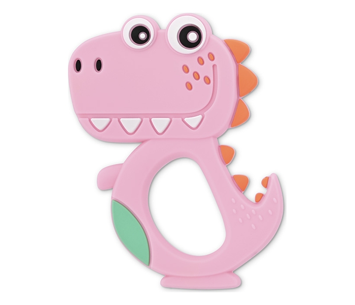 LORELLI SILIKONSKA GLODALICA ZA BEBE DINO - LUCKY PINK