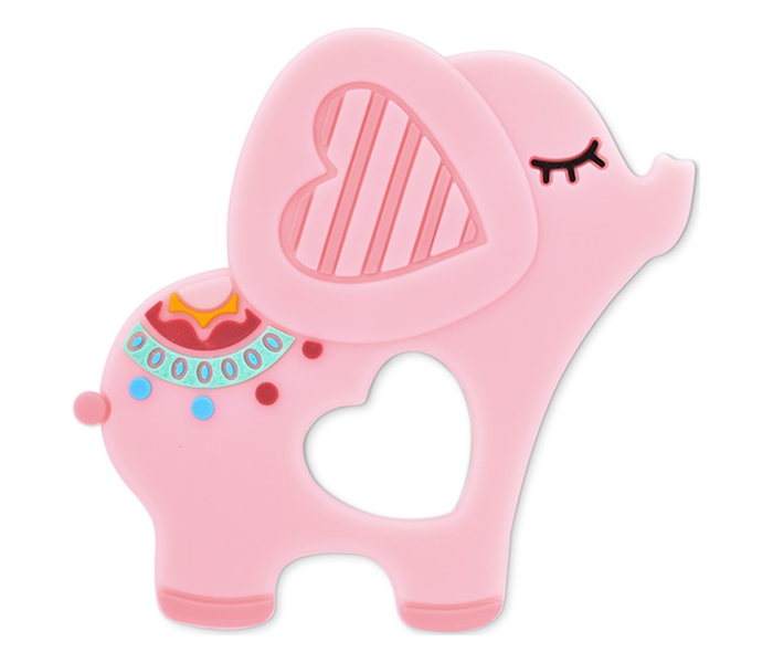 LORELLI SILIKONSKA GLODALICA ZA BEBE ELEPHANT - LUCKY PINK