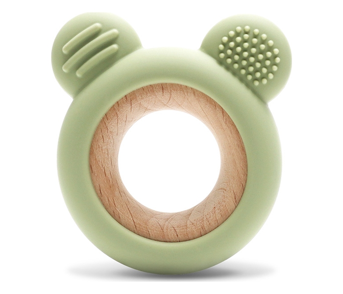 LORELLI SILIKONSKO DRVENA GLODALICA ZA BEBE BEAR - FRESH GREEN