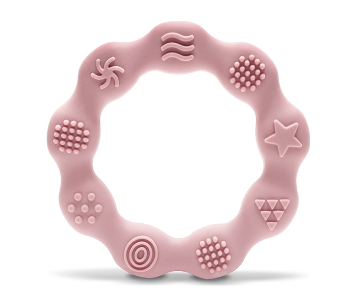 LORELLI SILIKONSKA GLODALICA ZA BEBE RING NATURAL - DEEP PINK