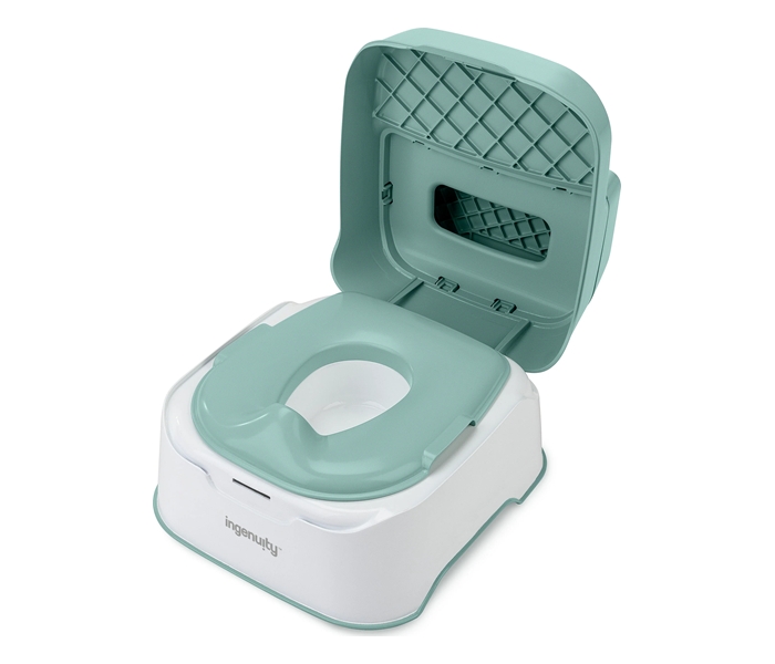 KIDS II INGENUITY 3-U-1 SISTEM -  NOSA POTTY/STEPER/ADAPTER - WHITE/MINT 12M+