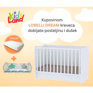 POKLON  KUPOVINA - DRVENI KREVETIC DREAM SA POSTELJINOM I DUSEKOM WHITE/MINT
