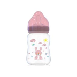 LORELLI FLASICA WIDE NECK 250ml (0m+) ANIMALS - BLUSH PINK