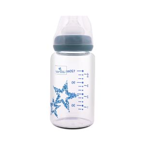 LORELLI STAKLENA FLASICA 120ml SA ANTI-COLIC CUCLOM - BLUE STARS