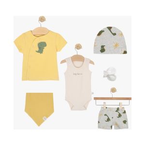 BEBI SET ZA IZNOSENJE KRATAK RUKAV ZA DECAK ZUTI DINO 6/1,VEL 56
