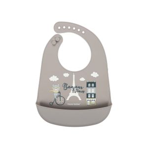 CANPOL BABIES SILIKONSKA PORTIKLA SA DZEPOM BONJOUR PARIS navy beige 74/027