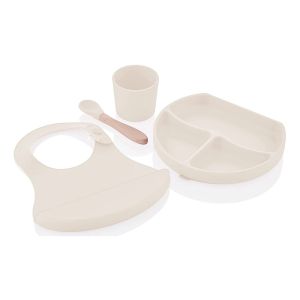 BABYJEM SILIKONSKI SET ZA HRANJENJE- ECRU