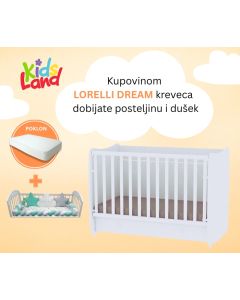 POKLON  KUPOVINA - DRVENI KREVETIC DREAM SA POSTELJINOM I DUSEKOM WHITE/MINT