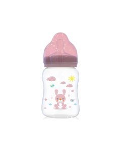 LORELLI FLASICA WIDE NECK 250ml (0m+) ANIMALS - BLUSH PINK