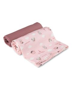 CANPOL BABIES MUSLIN PELENA (70x70cm) BONJOUR PARIS PINK - 2kom